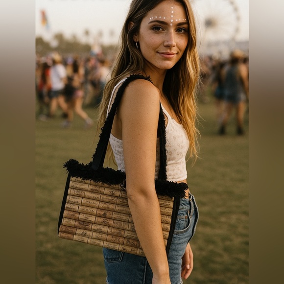 Ursula Schtegel Handbags - Unique Wine Cork Purse Shoulder Bag Handmade Novelty Conversation Piece‎